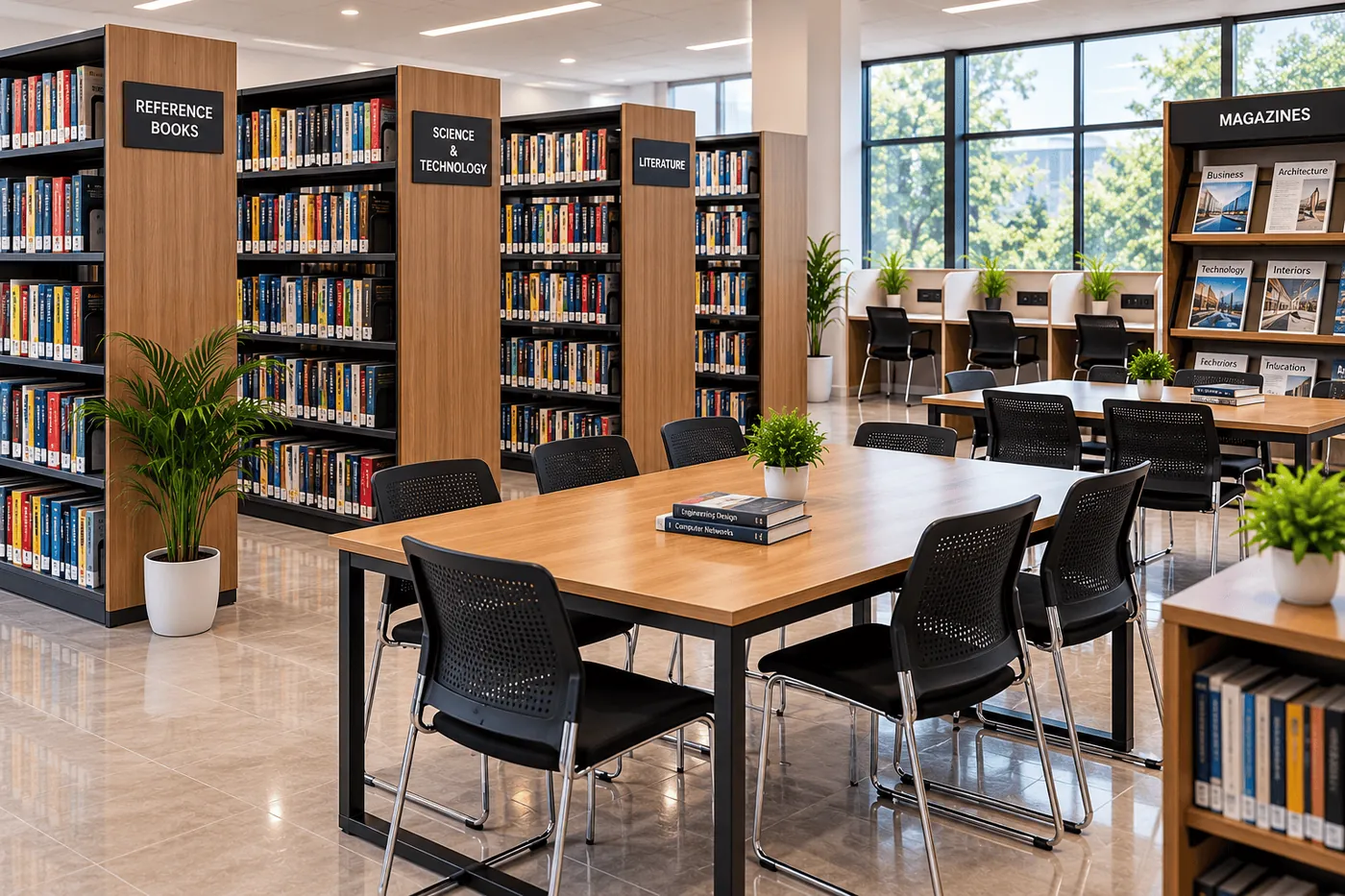 Library Reading Table, 6 Seater
